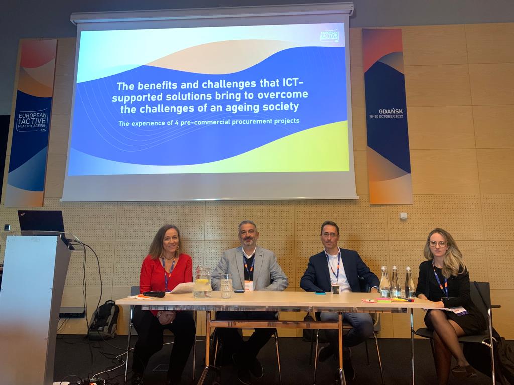 Myriam Martin (Ticbiomed), Adriano Fernandes(Misericordia of Amadora), Alberto Zanini (ARIA SpA.) and Diana Ruiz Bueno (IACS) ready for the workshop start